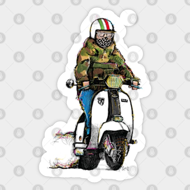 Retro Scooter, Classic Scooter, Scooterist, Scootering, Scooter Rider, Mod Art Sticker by Scooter Portraits